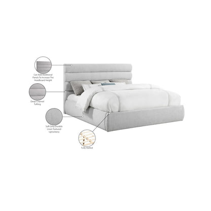 Adam Grey Linen Textured Fabric King Bed