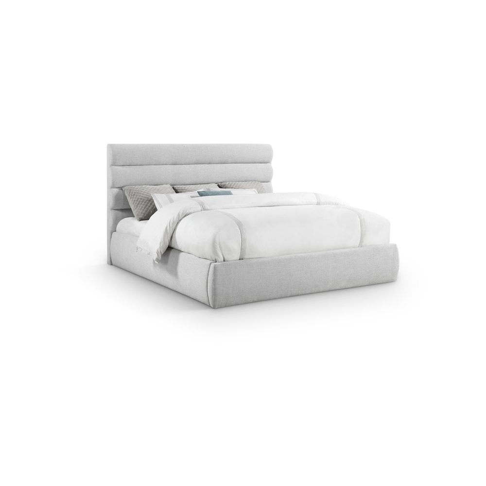 Adam Grey Linen Textured Fabric King Bed