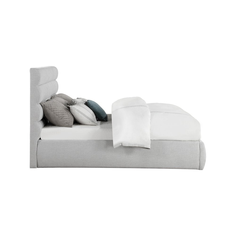 Adam Grey Linen Textured Fabric King Bed
