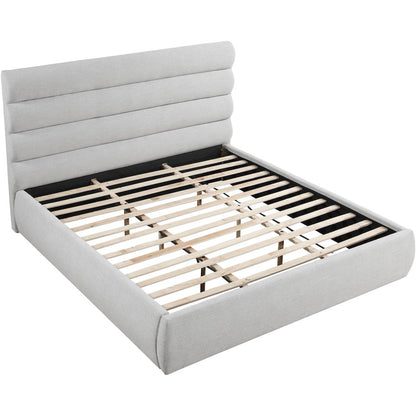 Adam Grey Linen Textured Fabric King Bed