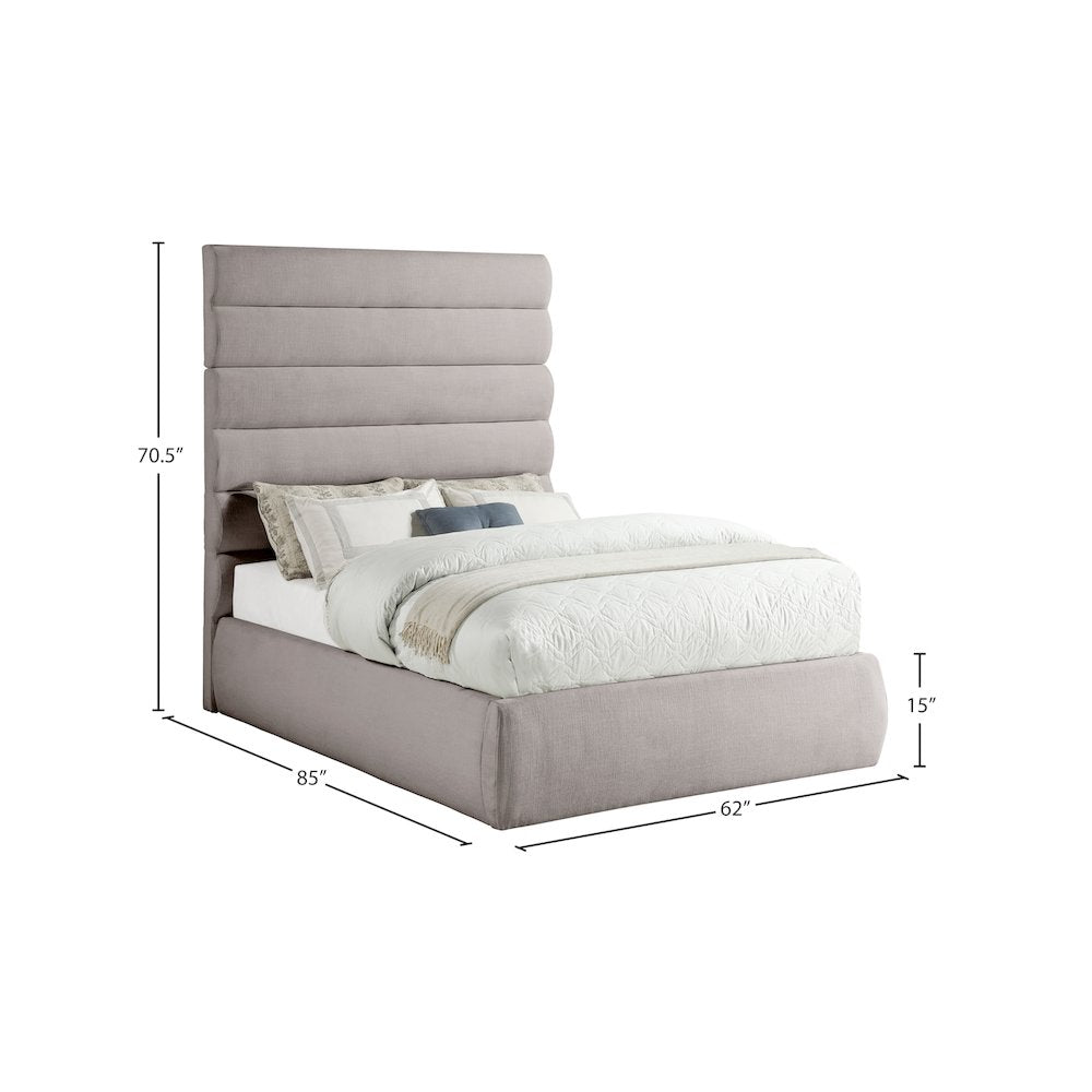 Adam Taupe Linen Textured Fabric Full Bed