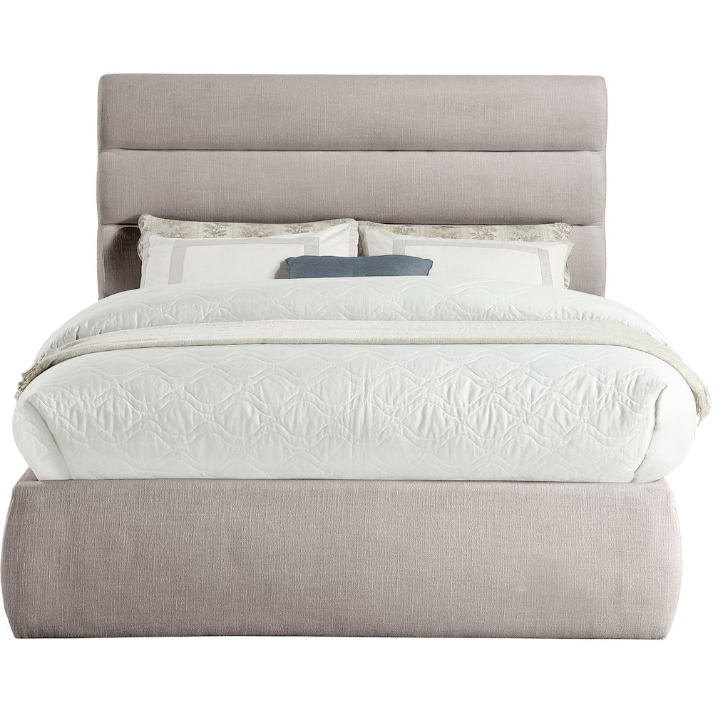 Adam Taupe Linen Textured Fabric Full Bed