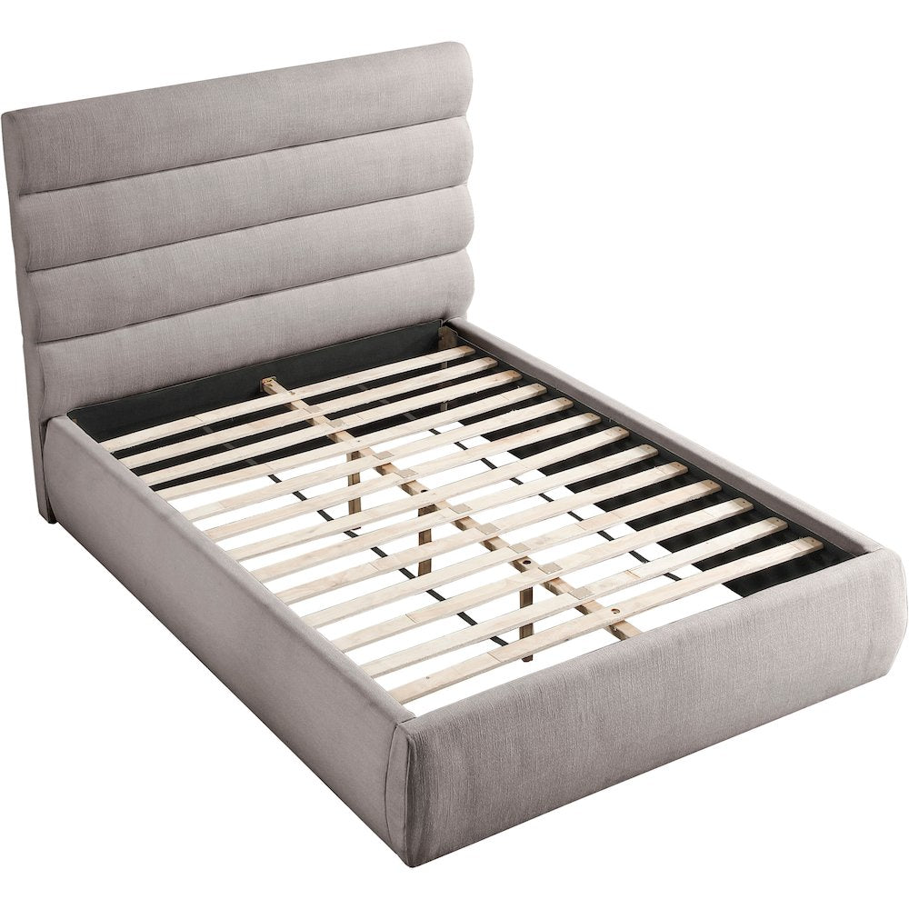 Adam Taupe Linen Textured Fabric Full Bed