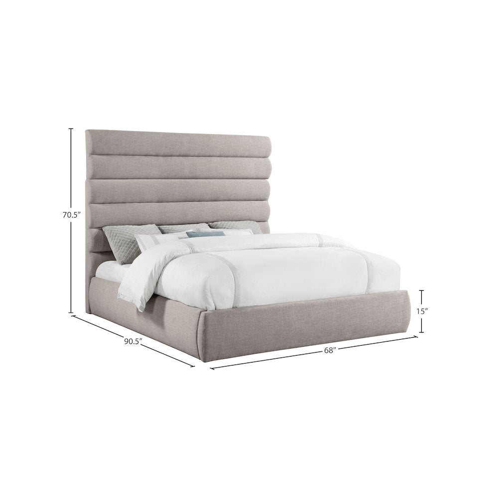 Adam Taupe Linen Textured Fabric King Bed