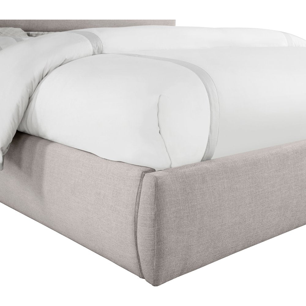 Adam Taupe Linen Textured Fabric King Bed