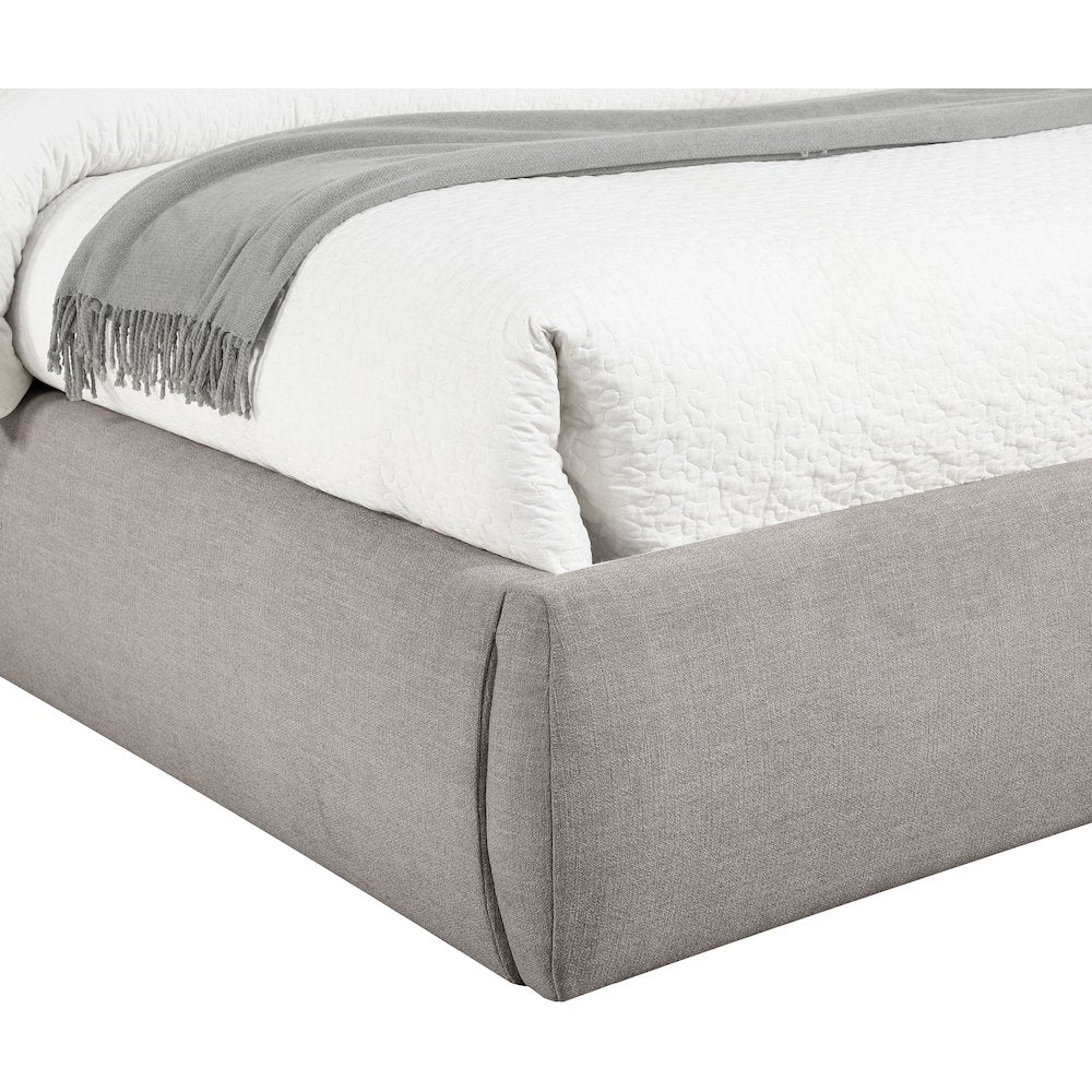 Adam Taupe Linen Textured Fabric Queen Bed