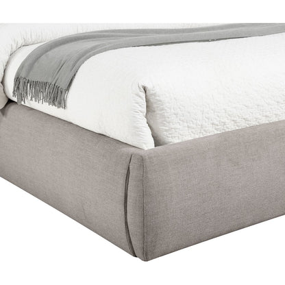 Adam Taupe Linen Textured Fabric Queen Bed