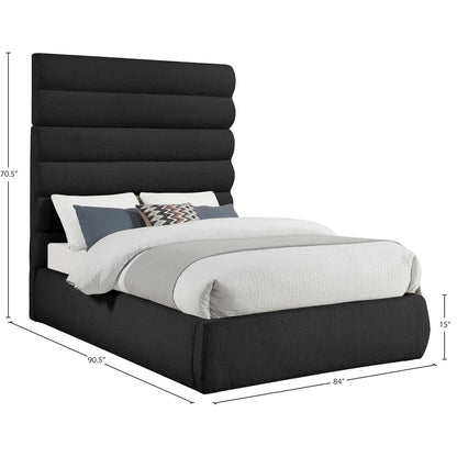 Adam Black Boucle Fabric King Bed