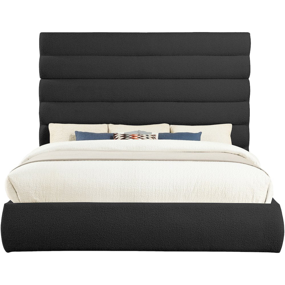 Adam Black Boucle Fabric King Bed