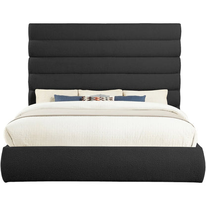 Adam Black Boucle Fabric King Bed