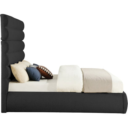 Adam Black Boucle Fabric King Bed
