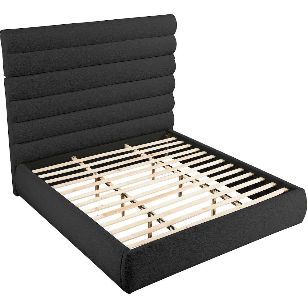 Adam Black Boucle Fabric King Bed