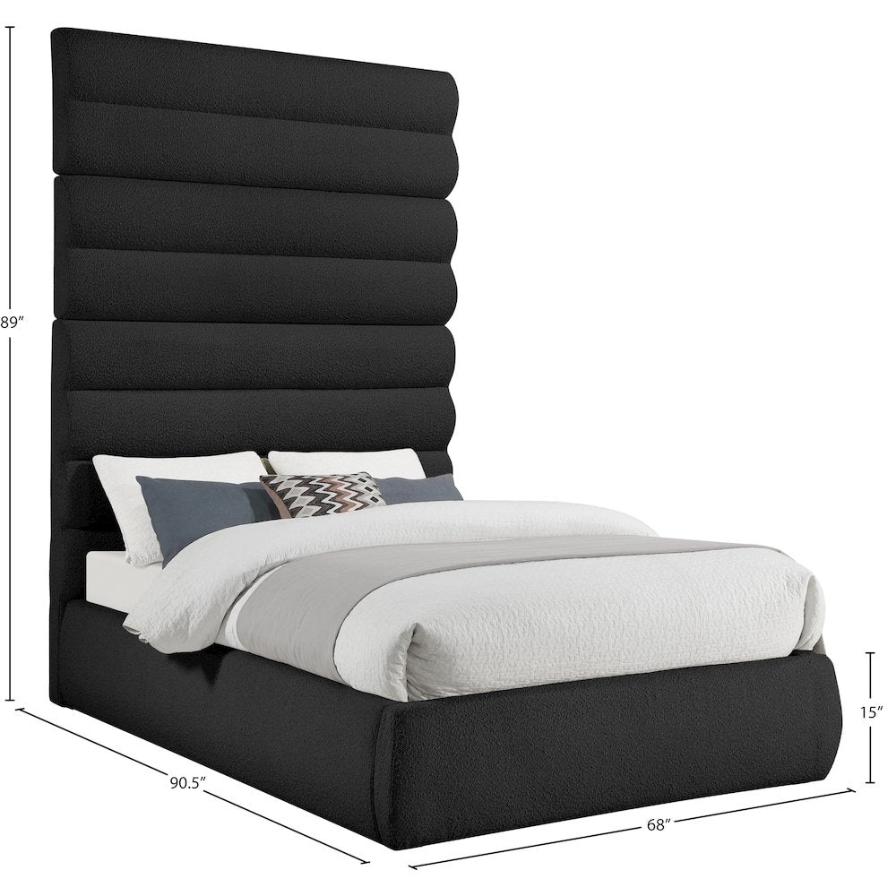 Adam Black Boucle Fabric King Bed