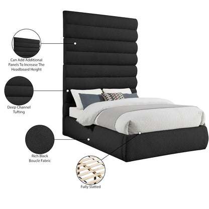 Adam Black Boucle Fabric King Bed
