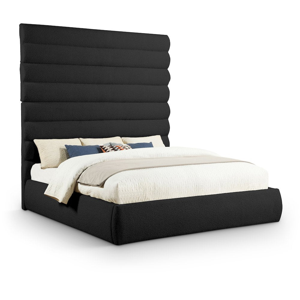 Adam Black Boucle Fabric King Bed
