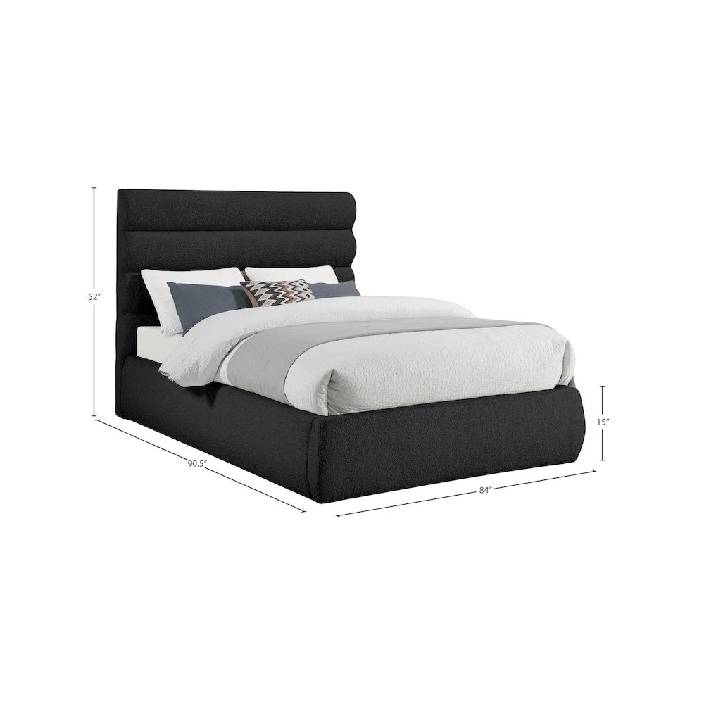 Adam Black Boucle Fabric King Bed