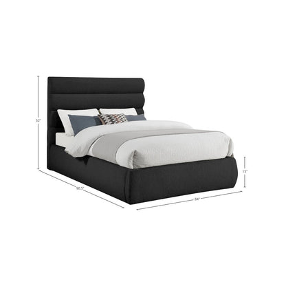 Adam Black Boucle Fabric King Bed