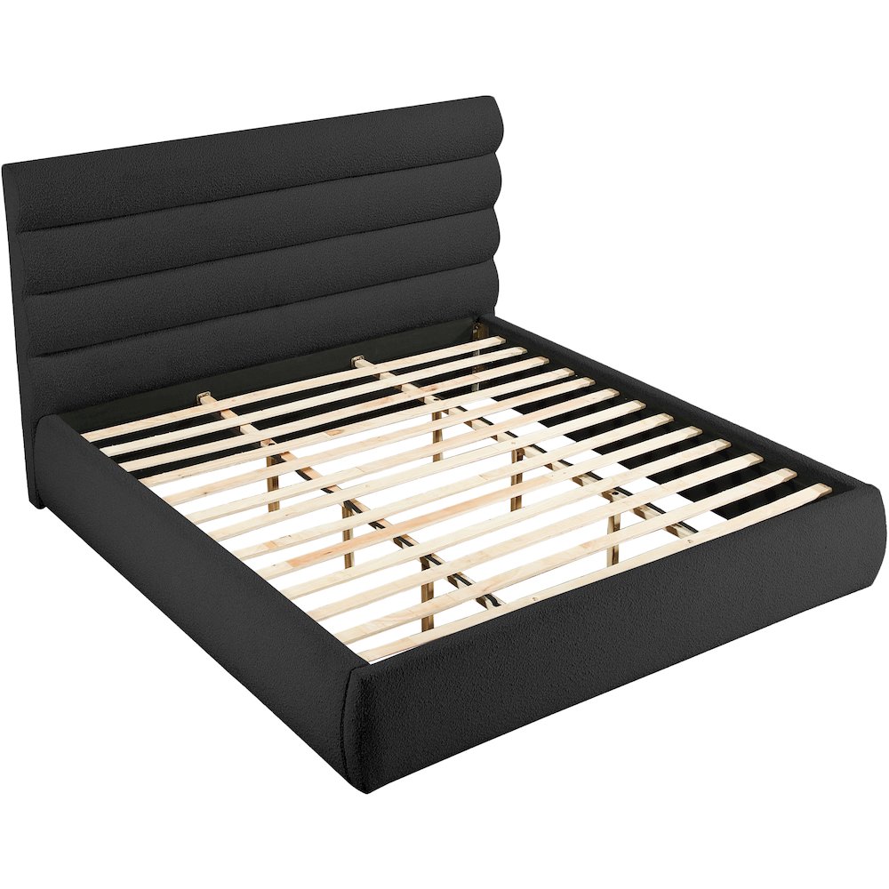 Adam Black Boucle Fabric King Bed