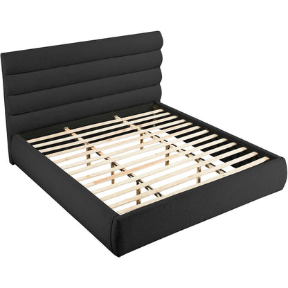 Adam Black Boucle Fabric King Bed