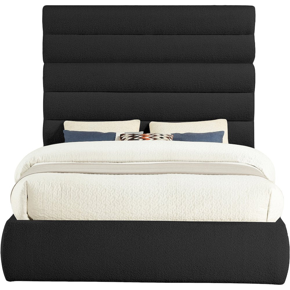 Adam Black Boucle Fabric Queen Bed