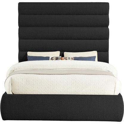 Adam Black Boucle Fabric Queen Bed