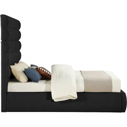 Adam Black Boucle Fabric Queen Bed