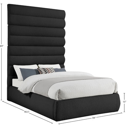 Adam Black Boucle Fabric Queen Bed