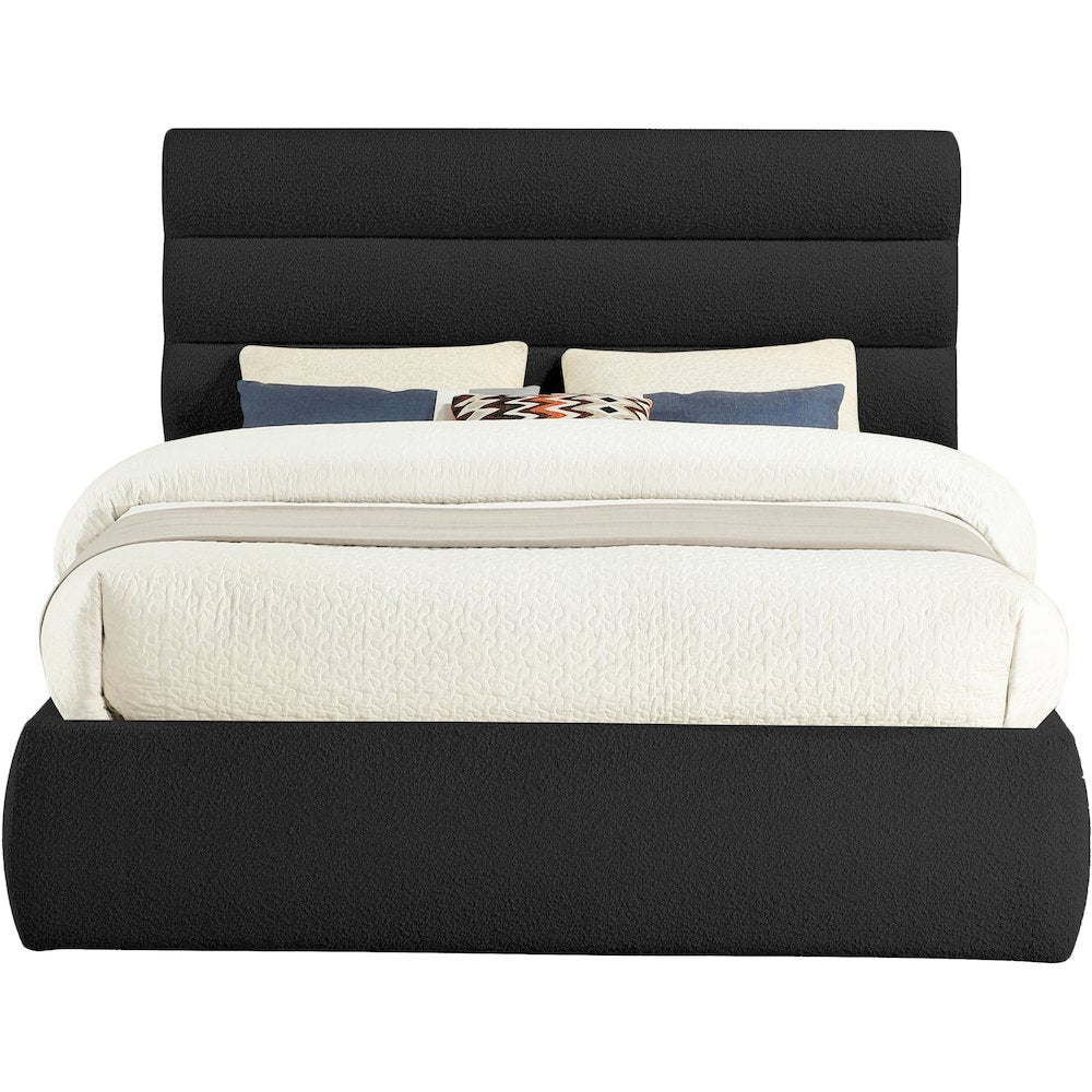 Adam Black Boucle Fabric Queen Bed