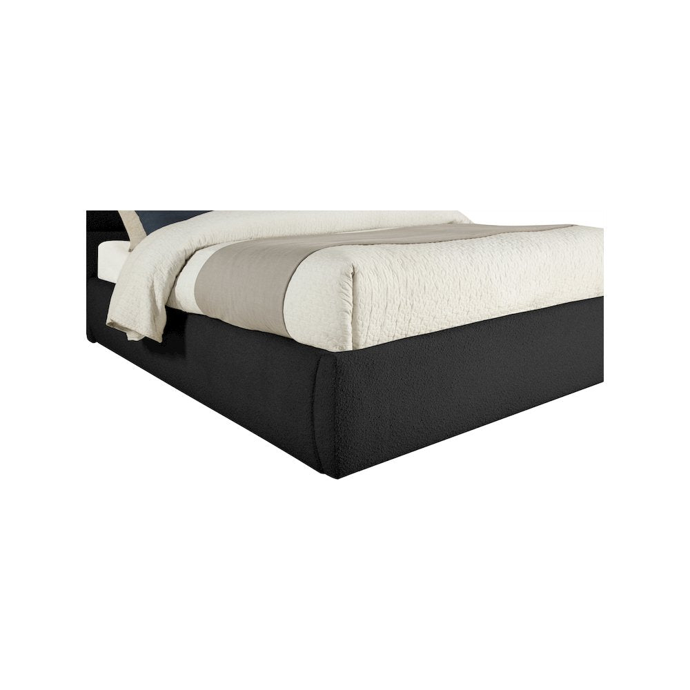 Adam Black Boucle Fabric Queen Bed