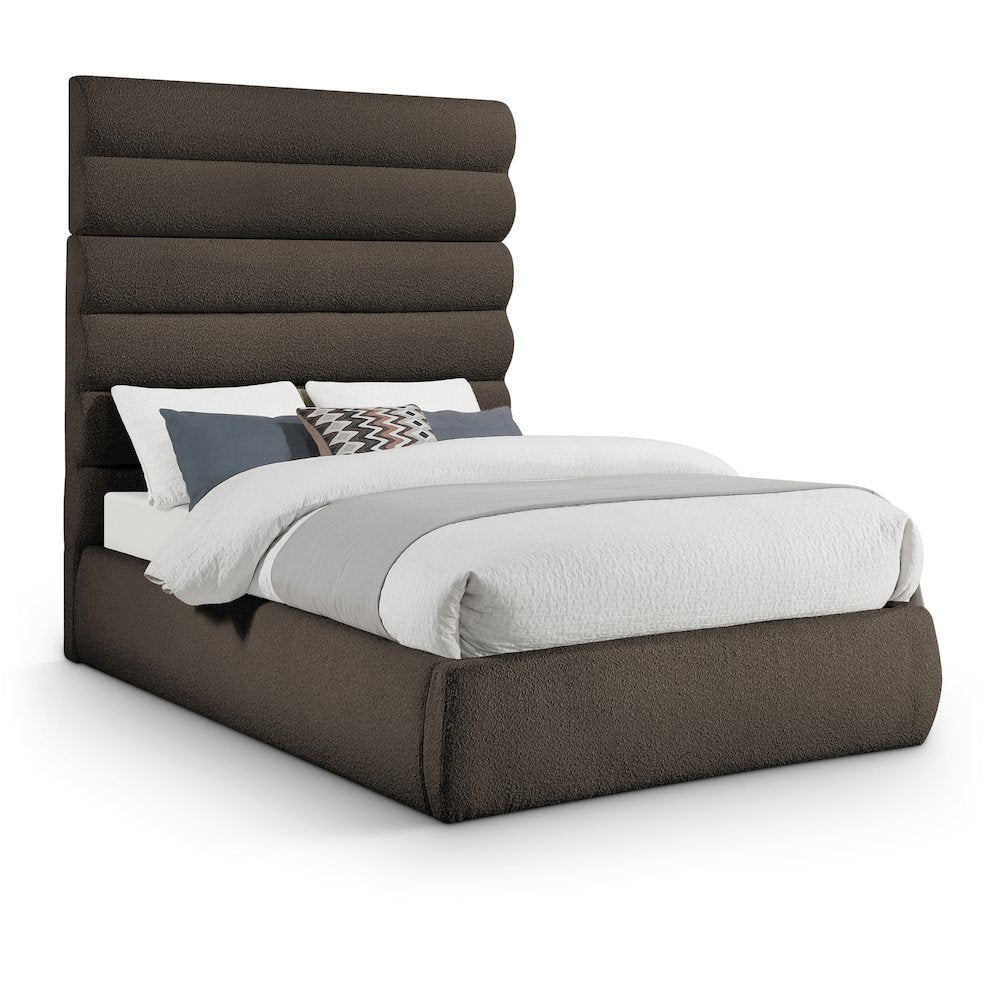 Adam Brown Boucle Fabric Full Bed