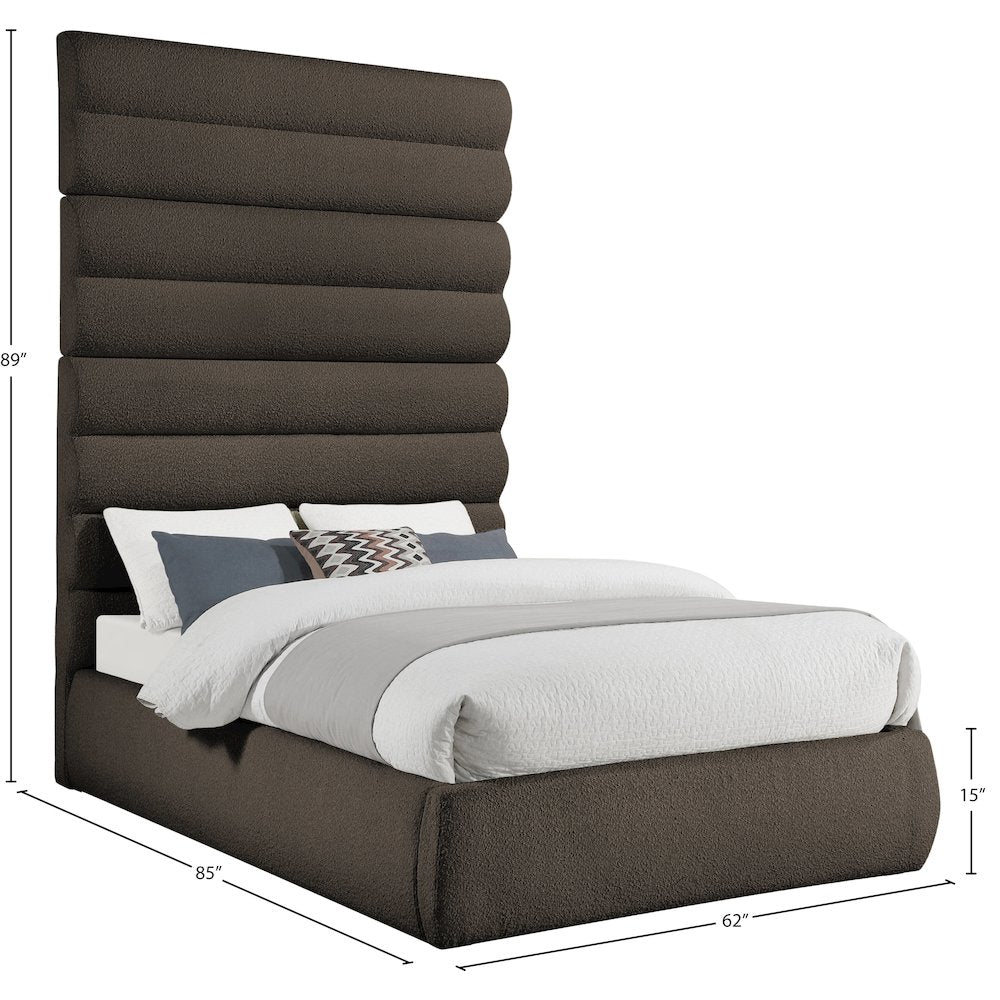 Adam Brown Boucle Fabric Full Bed