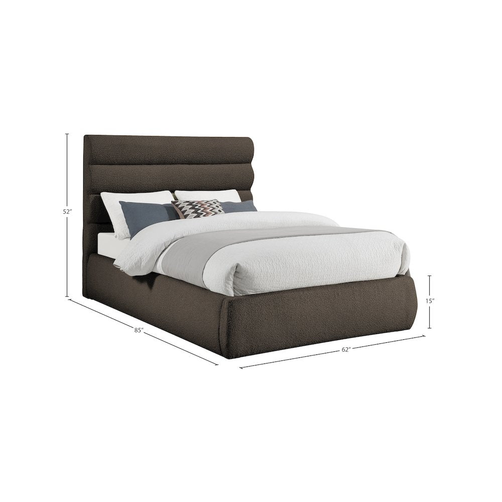 Adam Brown Boucle Fabric Full Bed