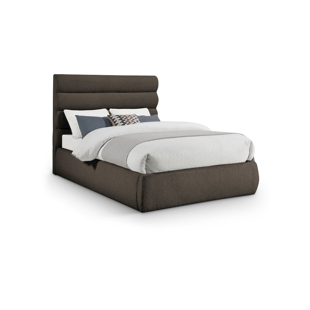 Adam Brown Boucle Fabric Full Bed