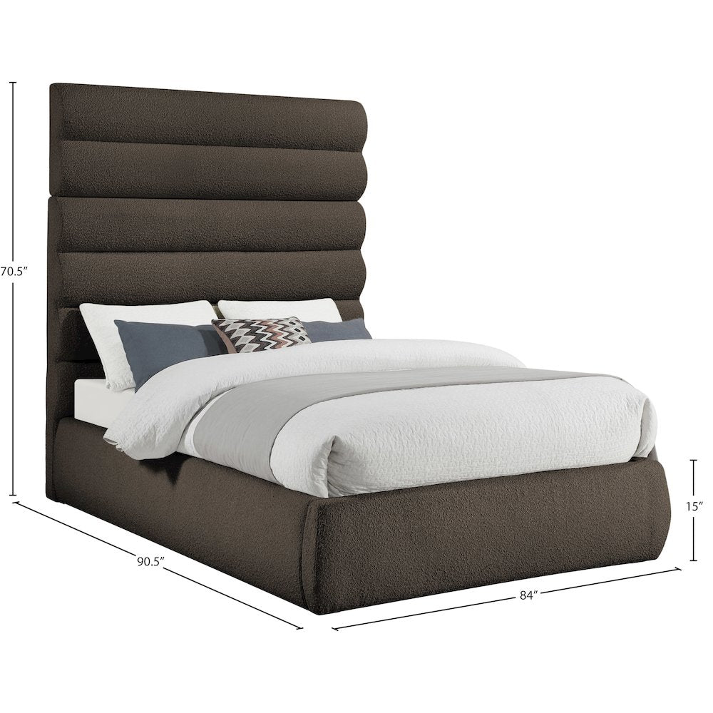 Adam Brown Boucle Fabric King Bed