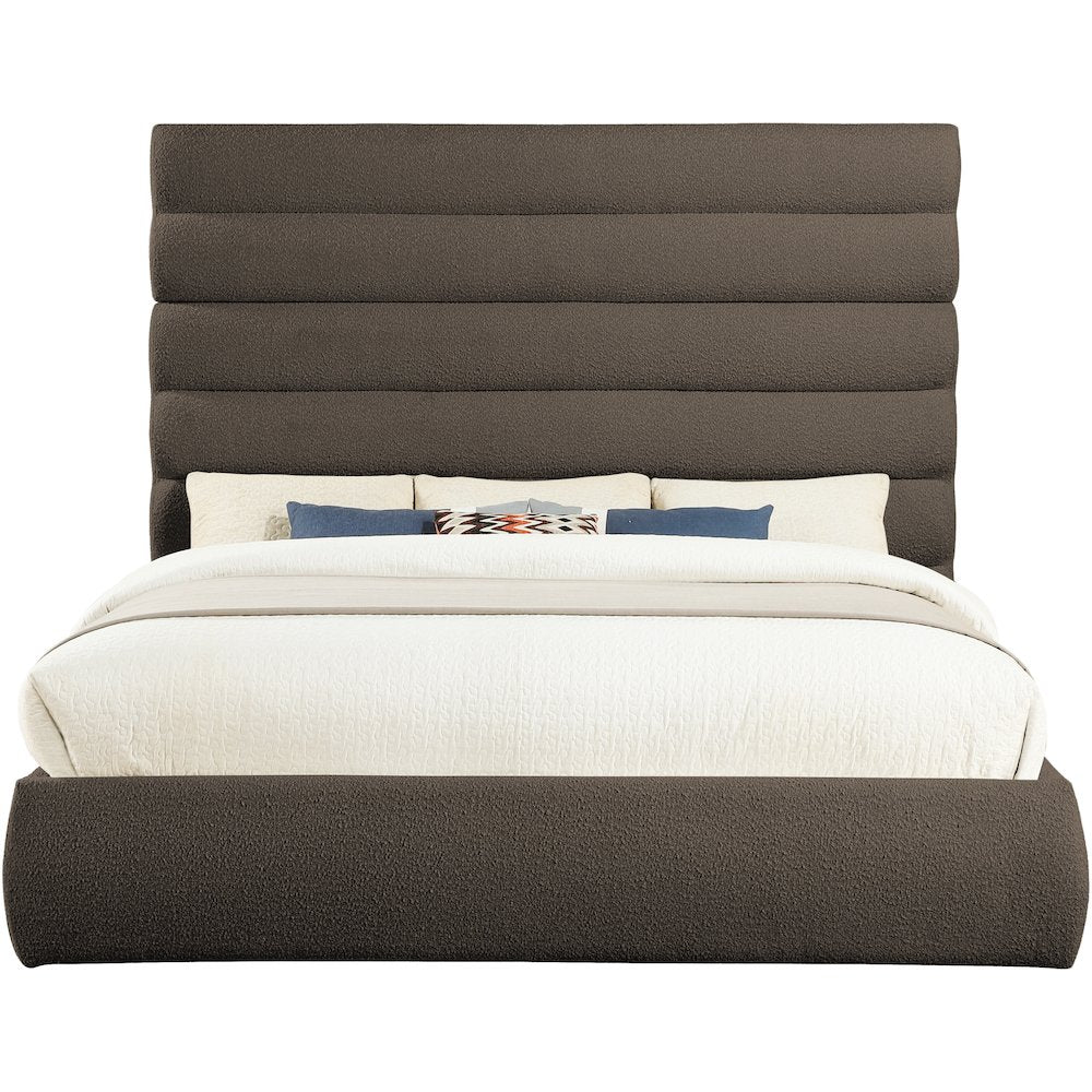 Adam Brown Boucle Fabric King Bed