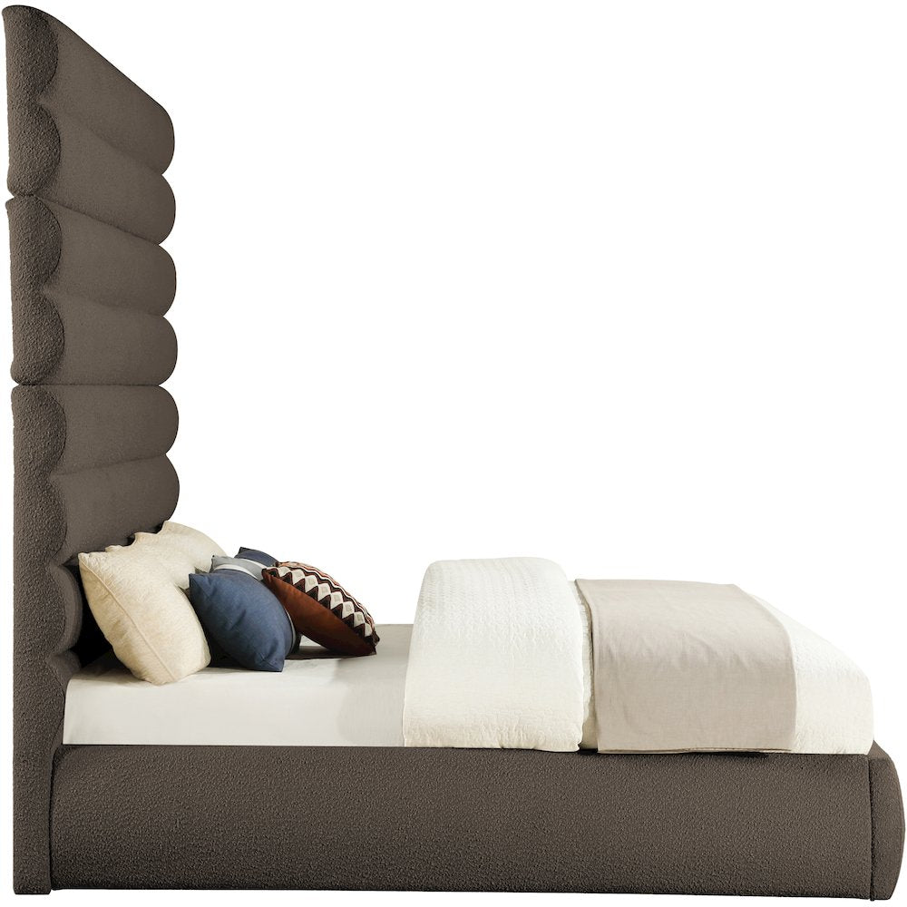 Adam Brown Boucle Fabric King Bed
