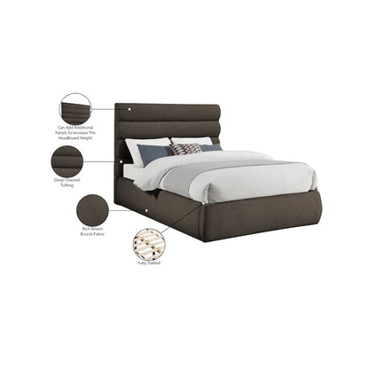 Adam Brown Boucle Fabric Queen Bed