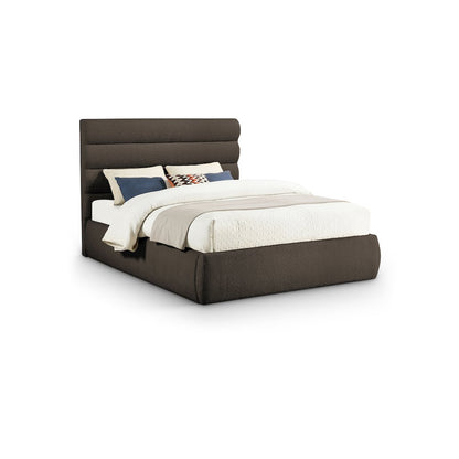 Adam Brown Boucle Fabric Queen Bed