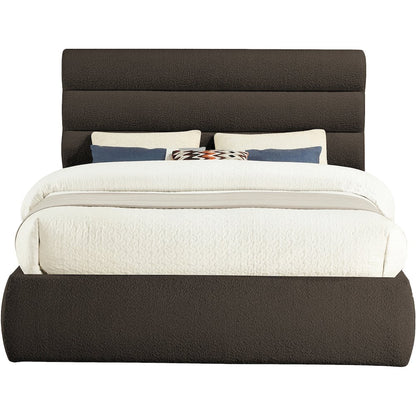 Adam Brown Boucle Fabric Queen Bed