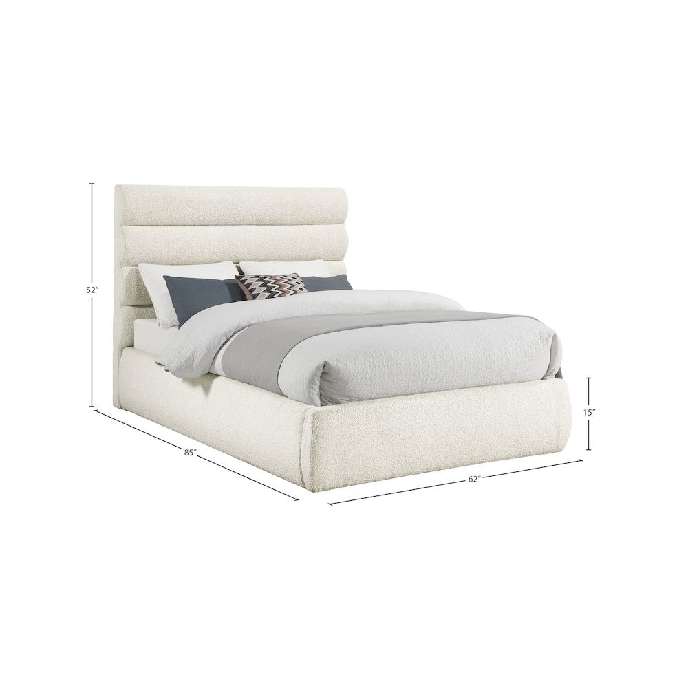 Adam Cream Boucle Fabric Full Bed