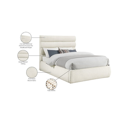 Adam Cream Boucle Fabric Full Bed