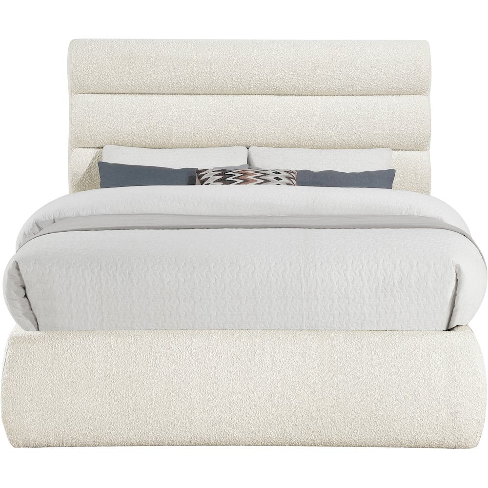 Adam Cream Boucle Fabric Full Bed