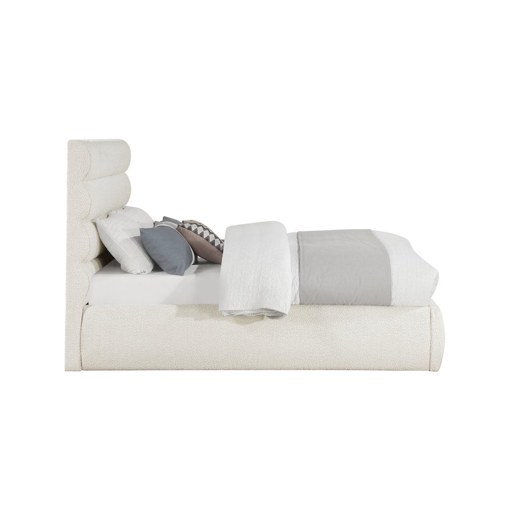 Adam Cream Boucle Fabric Full Bed