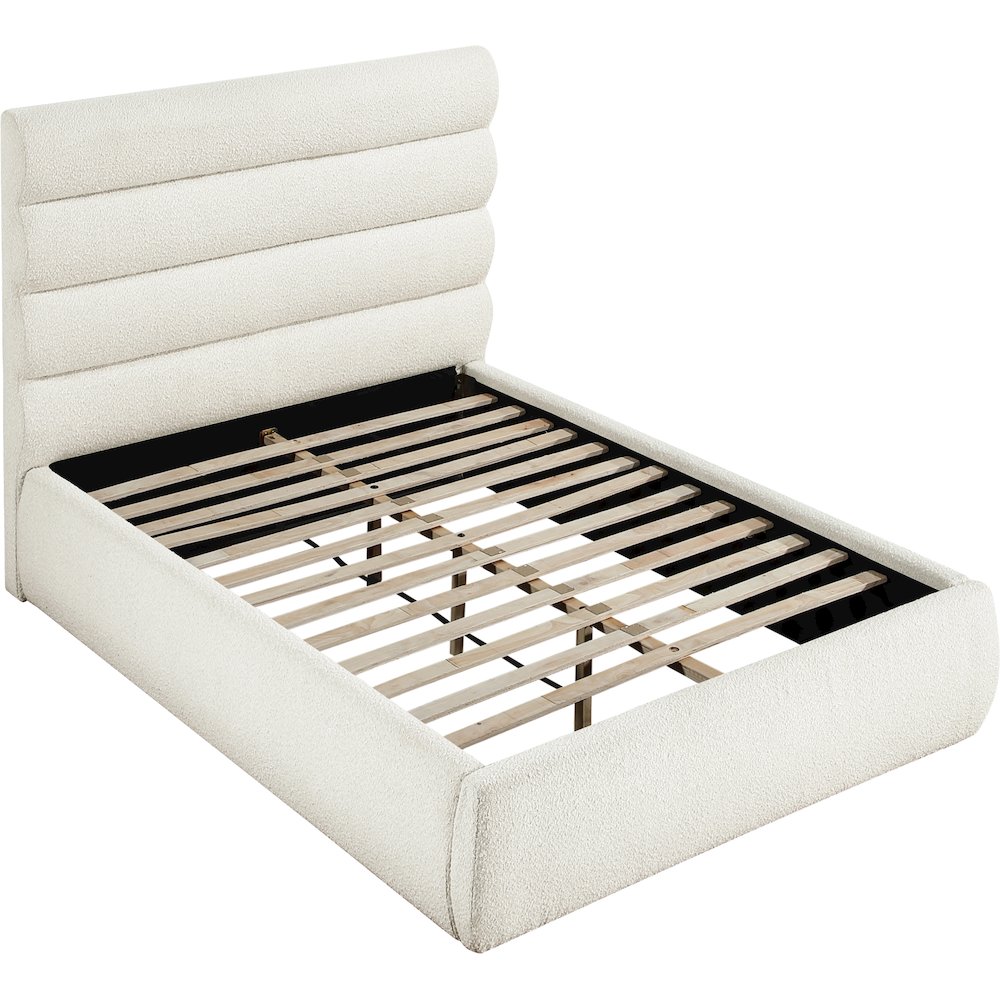 Adam Cream Boucle Fabric Full Bed