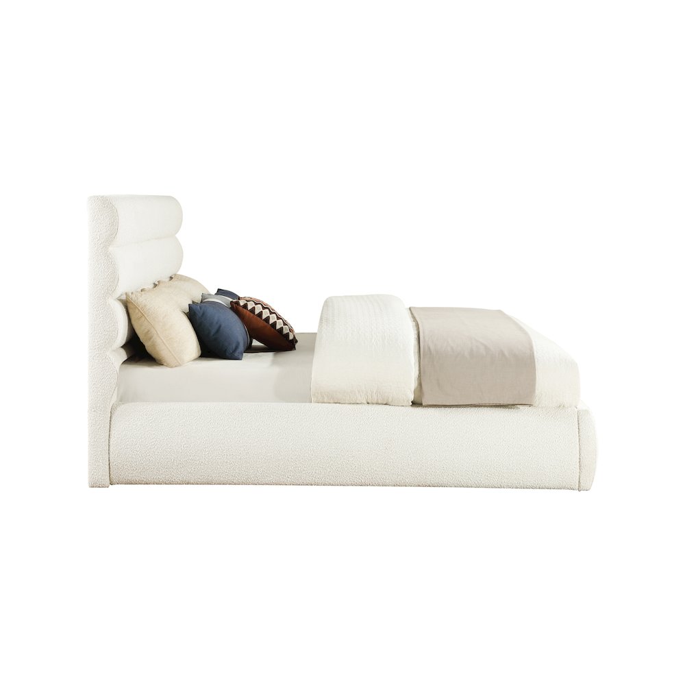 Adam Cream Boucle Fabric King Bed