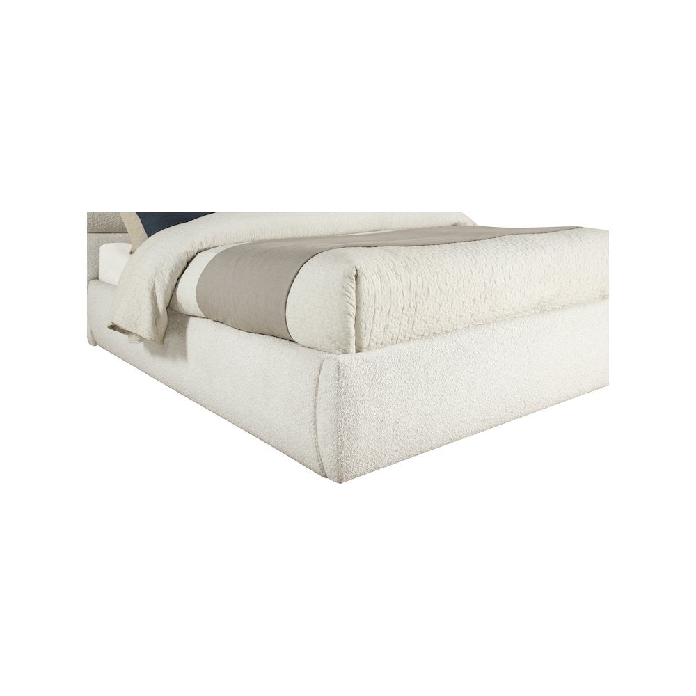 Adam Cream Boucle Fabric King Bed
