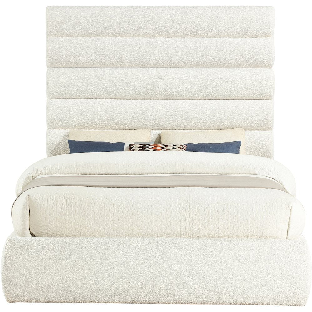Adam Cream Boucle Fabric Queen Bed