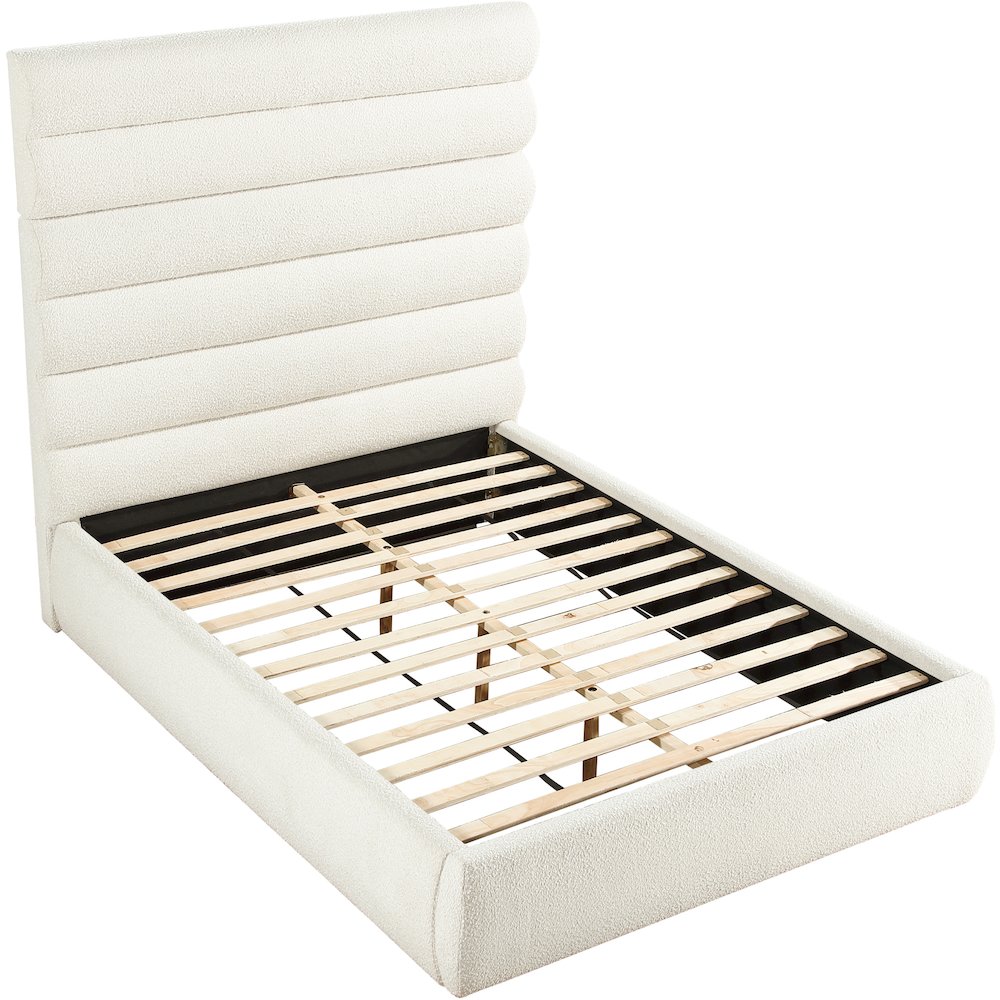 Adam Cream Boucle Fabric Queen Bed