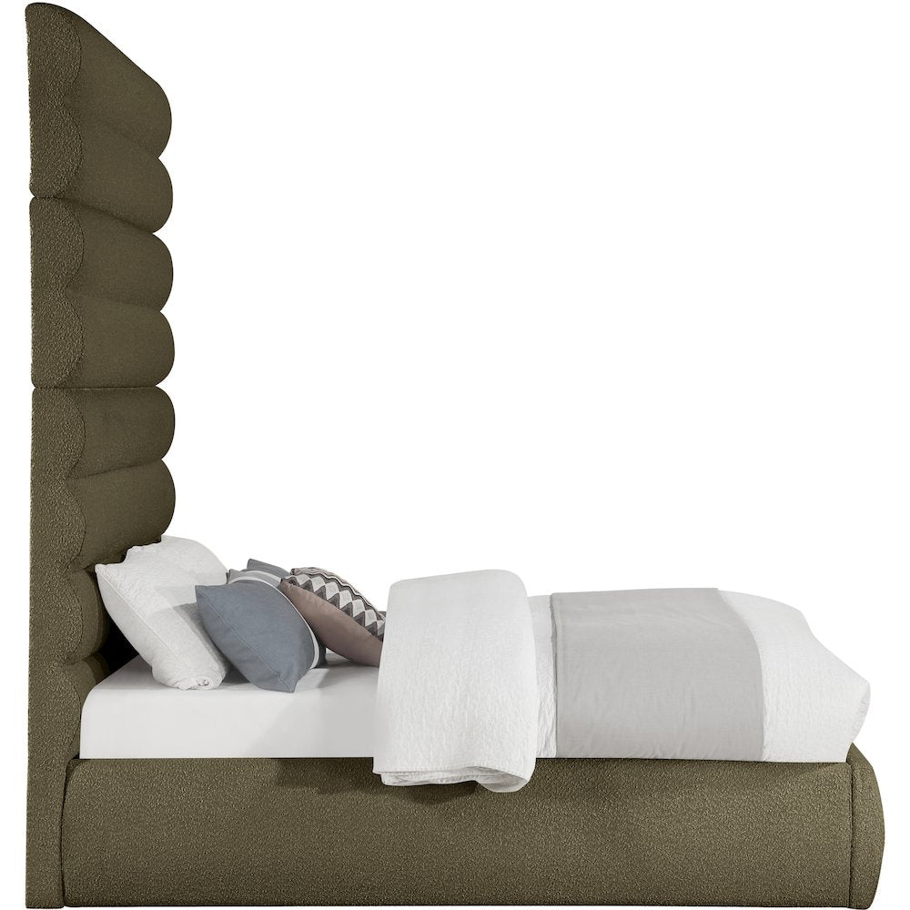 Adam Olive Boucle Fabric Full Bed
