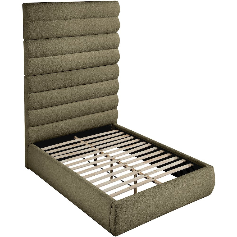 Adam Olive Boucle Fabric Full Bed